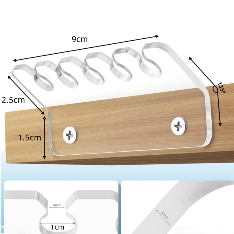 2pcs / Pack Acrylic Data Cable Storage Rack Charging Cable Storage Hook(Transparent)