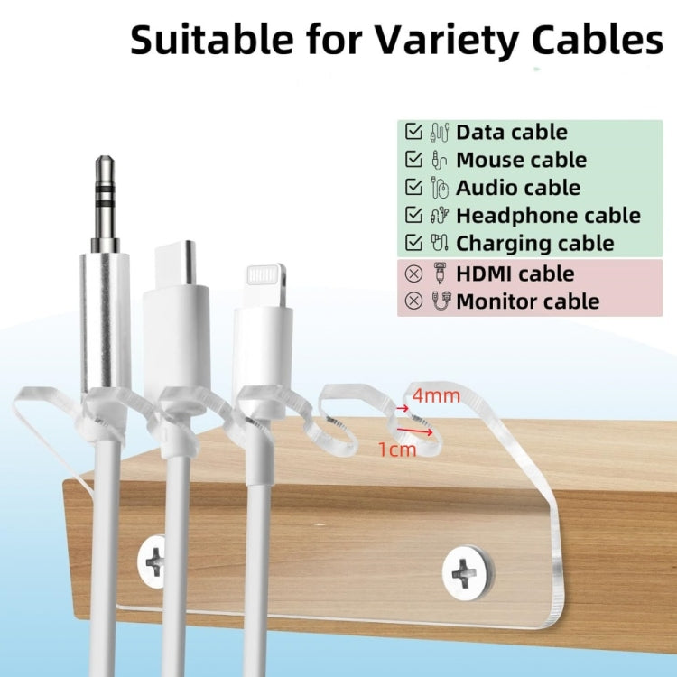 2pcs / Pack Acrylic Data Cable Storage Rack Charging Cable Storage Hook(Transparent)