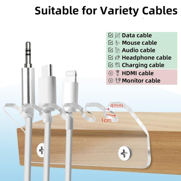 2pcs / Pack Acrylic Data Cable Storage Rack Charging Cable Storage Hook(Transparent)