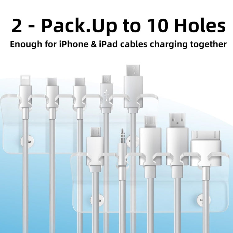 2pcs / Pack Acrylic Data Cable Storage Rack Charging Cable Storage Hook(Transparent)