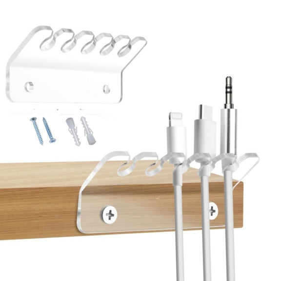 2pcs / Pack Acrylic Data Cable Storage Rack Charging Cable Storage Hook(Transparent)