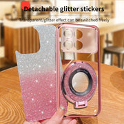 For Redmi K70 / K70 Pro Plated Gradient Glitter Round Holder TPU Phone Case(Silver)