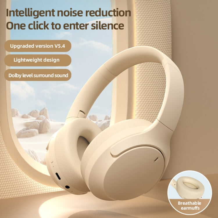 NC10 ANC Active Noise Reduction Head-mounted Bluetooth Earphone(Beige)