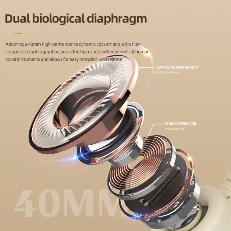 NC10 ANC Active Noise Reduction Head-mounted Bluetooth Earphone(Beige)