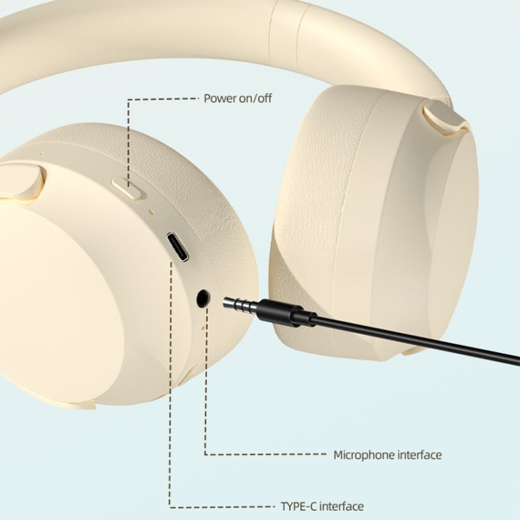 NC10 ANC Active Noise Reduction Head-mounted Bluetooth Earphone(Beige)