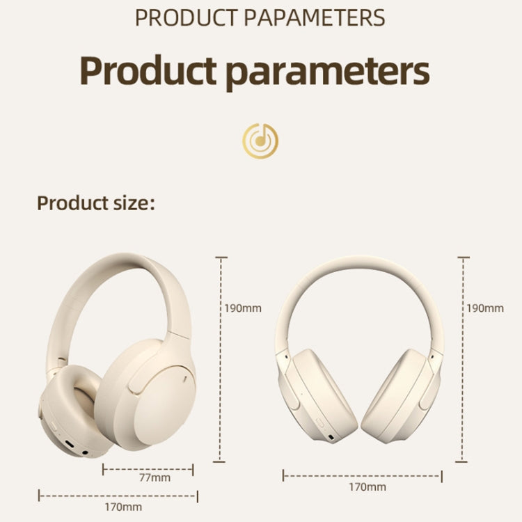 NC10 ANC Active Noise Reduction Head-mounted Bluetooth Earphone(Beige)