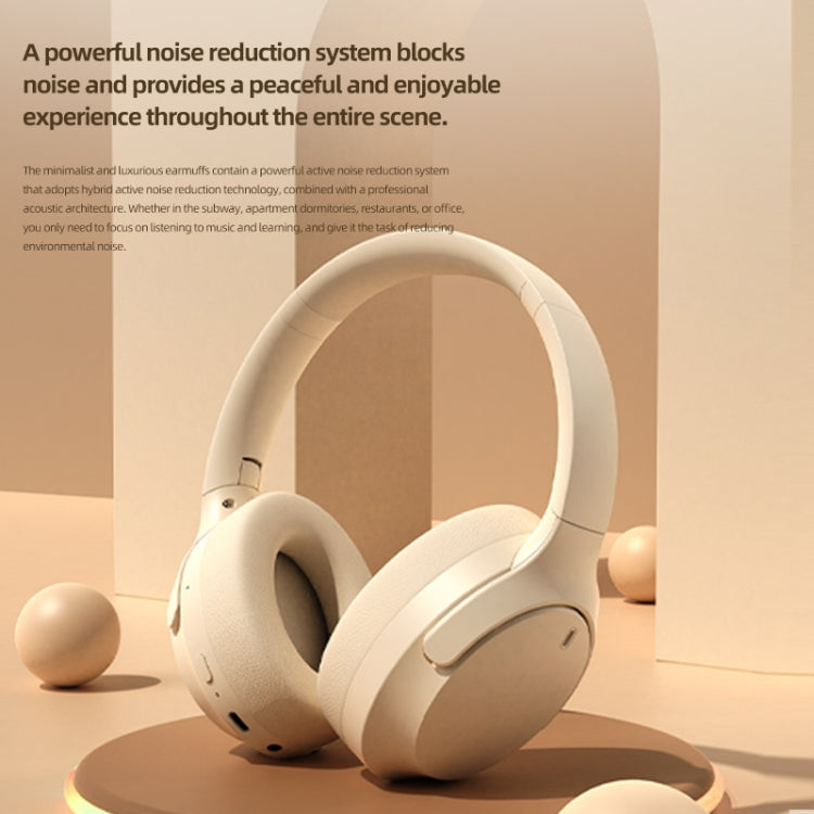NC10 ANC Active Noise Reduction Head-mounted Bluetooth Earphone(Beige)