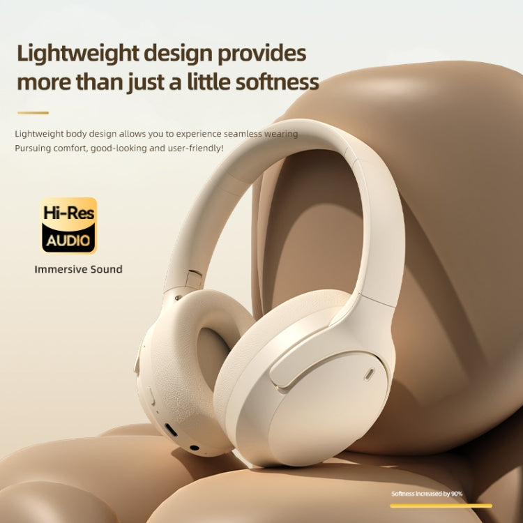 NC10 ANC Active Noise Reduction Head-mounted Bluetooth Earphone(Beige)