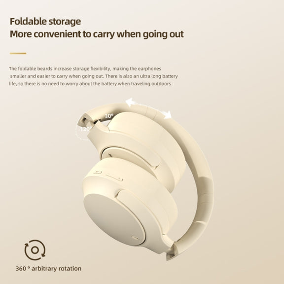 NC10 ANC Active Noise Reduction Head-mounted Bluetooth Earphone(Beige)