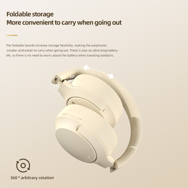 NC10 ANC Active Noise Reduction Head-mounted Bluetooth Earphone(Beige)