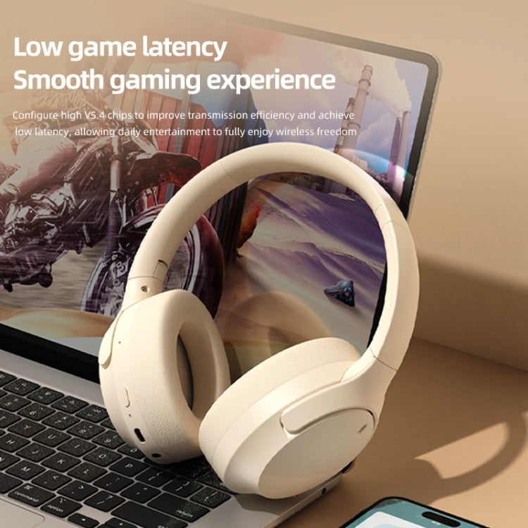 NC10 ANC Active Noise Reduction Head-mounted Bluetooth Earphone(Beige)