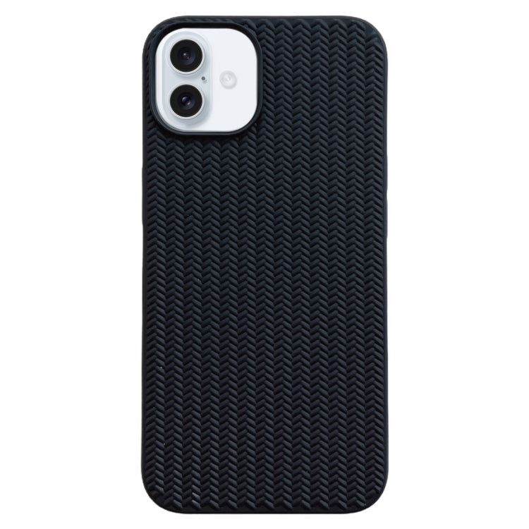 For iPhone 16 Weave Texture TPU Phone Case(Black)