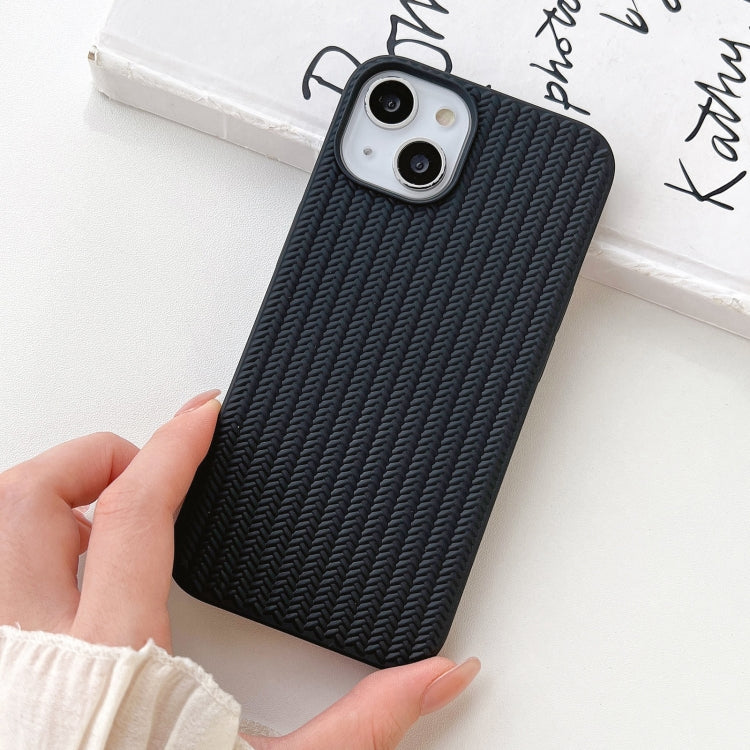 For iPhone 16 Weave Texture TPU Phone Case(Black)