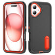 For iPhone 16 Plus Rugged PC + Silicone Phone Case with Holder(Black+Orange) - iPhone 16 Plus Cases by PMC TechLife | Online Shopping South Africa | PMC TechLife | Buy Now Pay Later Mobicred