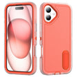 For iPhone 16 Rugged PC + Silicone Phone Case with Holder(Transparent+Orange) - iPhone 16 Cases by PMC TechLife | Online Shopping South Africa | PMC TechLife | Buy Now Pay Later Mobicred