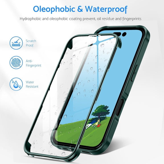 For iPhone 16 Double-sided Plastic Glass Phone Protective Case(Black)