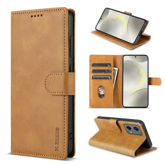 For Motorola Moto G 5G 2024 N.BEKUS CSJ-P1 Solid Color Leather Phone Case(Brown)
