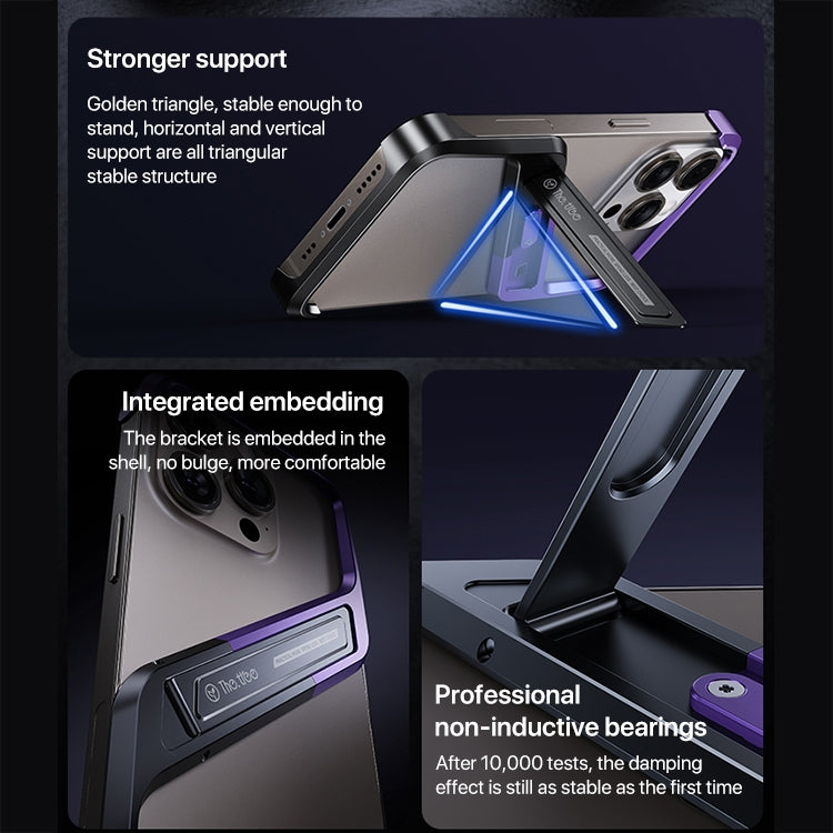 For iPhone 16 Pro S-shaped Stand Frameless Metal Phone Case(Silver)