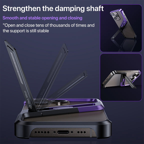 For iPhone 14 Pro Max S-shaped Stand Frameless Metal Phone Case(Silver)