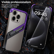 For iPhone 14 Pro S-shaped Stand Frameless Metal Phone Case(Silver)