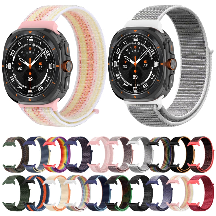 For Samsung Galaxy Watch Ultra 47mm Plastic Connector Nylon Loop Watch Band(Dark Green Orange)