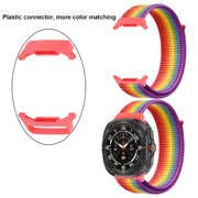 For Samsung Galaxy Watch Ultra 47mm Plastic Connector Nylon Loop Watch Band(Dark Green Orange)