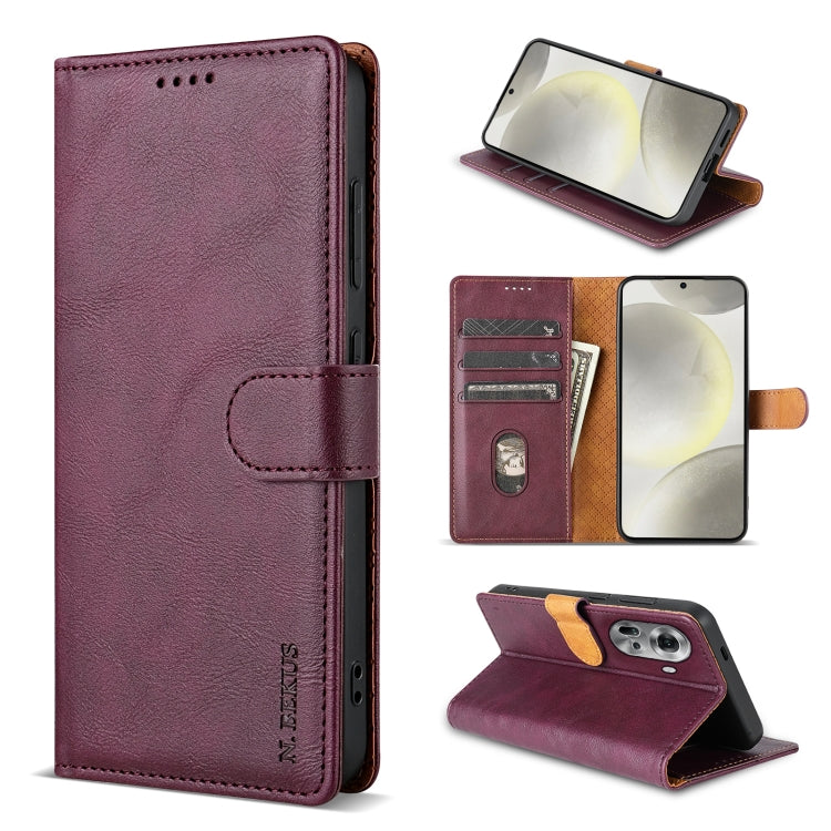 For OPPO Reno11 Pro 5G Global N.BEKUS CSJ-P1 Solid Color Leather Phone Case(Wine Red)