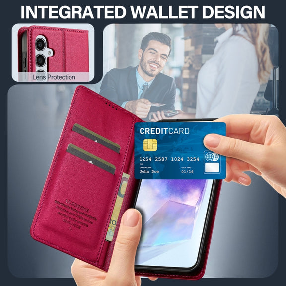 For Samsung Galaxy S24 FE 5G LC.IMEEKE L1 Series Frosted Fine Texture PU Phone Case(Red)