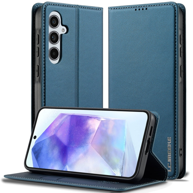 For Samsung Galaxy S25+ 5G LC.IMEEKE L1 Series Frosted Fine Texture PU Phone Case(Blue)