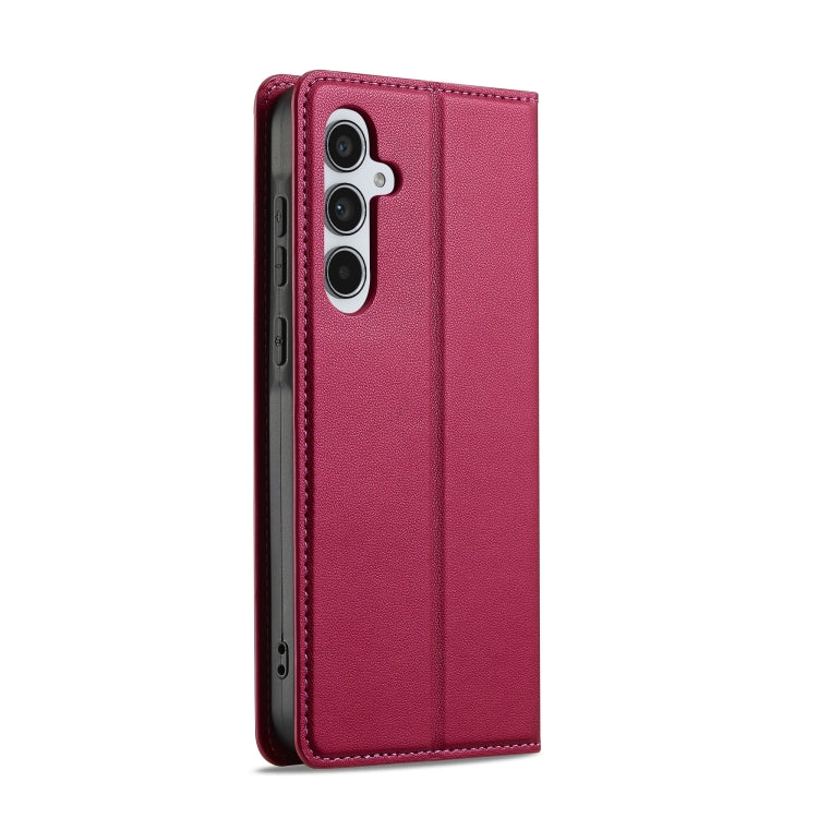 For Samsung Galaxy S25 5G LC.IMEEKE L1 Series Frosted Fine Texture PU Phone Case(Red)