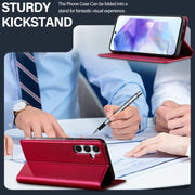 For Samsung Galaxy S25 5G LC.IMEEKE L1 Series Frosted Fine Texture PU Phone Case(Red)