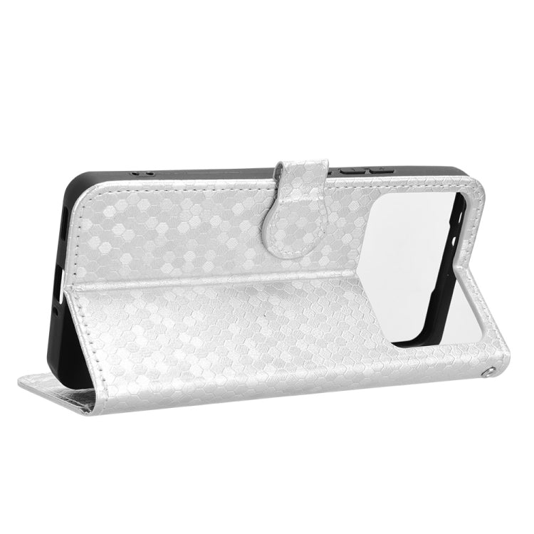 For Redmi K70 Ultra Honeycomb Dot Texture Leather Phone Case(Silver)
