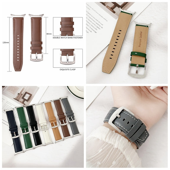 For Samsung Galaxy Watch Ultra 47mm Plain Genuine Leather Watch Band(Yellow Brown)