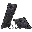 For Huawei Mate 60 Pro+ Mechanical Arm Borderless MagSafe Holder Metal Phone Case(Black Purple) - Huawei Cases by PMC TechLife | Online Shopping South Africa | PMC TechLife | Buy Now Pay Later Mobicred