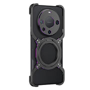 For Huawei Mate 60 Pro+ Mechanical Arm Borderless MagSafe Holder Metal Phone Case(Black Purple)