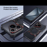 For Huawei Mate 60 Pro+ Mechanical Arm Borderless MagSafe Holder Metal Phone Case(Black Purple)