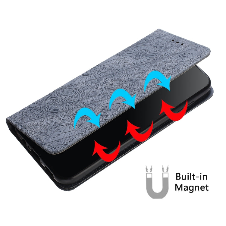 For Google Pixel 9 Pro XL Ethnic Embossed Adsorption Leather Phone Case(Grey)