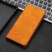 For Google Pixel 9 / 9 Pro Ethnic Embossed Adsorption Leather Phone Case(Yellow)