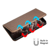 For iPhone 16 Carbon Fiber Texture Magnetic Flip Leather Phone Case(Brown)