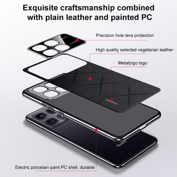 For Redmi K70 Ultra Plain Leather PC Phone Case(Black)