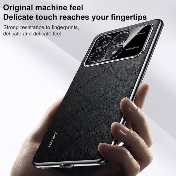 For Redmi K70 / K70 Pro Plain Leather PC Phone Case(Black)