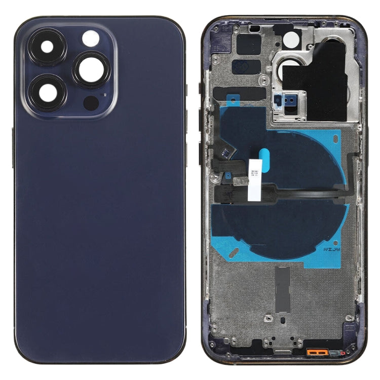 For iPhone 14 Pro Battery Back Cover with Power + Volume Flex Cable + Wireless Charging Module, Version:US Version(Purple)
