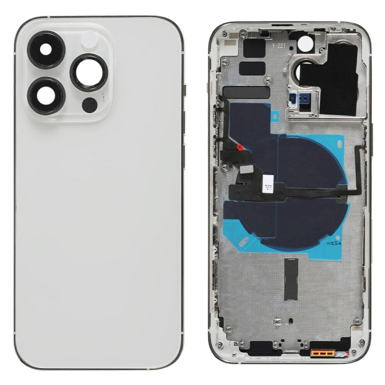 For iPhone 14 Pro Max Battery Back Cover with Power + Volume Flex Cable + Wireless Charging Module, Version:China Version(Silver)