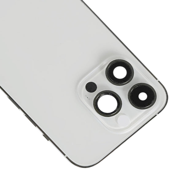 For iPhone 14 Pro Max Battery Back Cover with Power + Volume Flex Cable + Wireless Charging Module, Version:CE EU Version(Silver)
