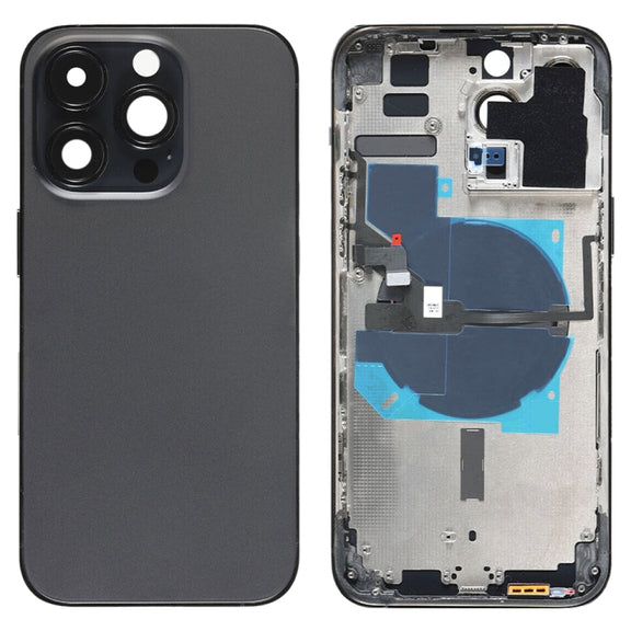 For iPhone 14 Pro Max Battery Back Cover with Power + Volume Flex Cable + Wireless Charging Module, Version:US Version(Black)