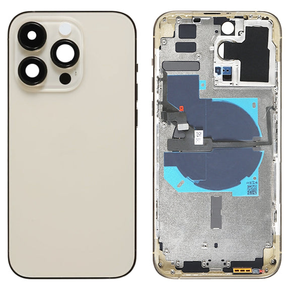 For iPhone 14 Pro Max Battery Back Cover with Power + Volume Flex Cable + Wireless Charging Module, Version:US Version(Gold)