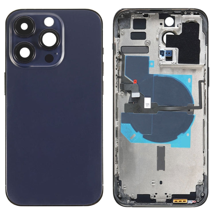 For iPhone 14 Pro Max Battery Back Cover with Power + Volume Flex Cable + Wireless Charging Module, Version:US Version(Purple)