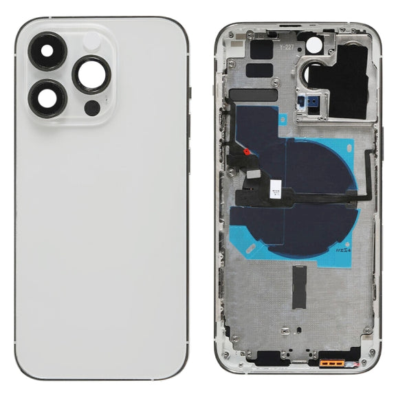 For iPhone 14 Pro Max Battery Back Cover with Power + Volume Flex Cable + Wireless Charging Module, Version:US Version(Silver)