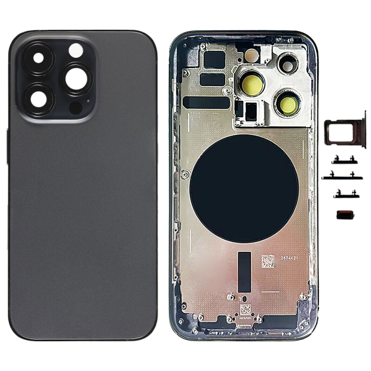 For iPhone 14 Pro Battery Back Cover with Side Keys & Card Tray, Version:US Version(Black)