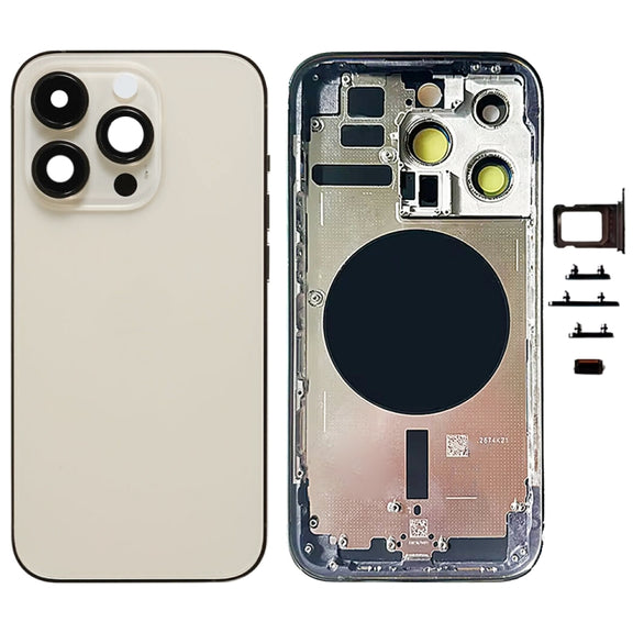For iPhone 14 Pro Battery Back Cover with Side Keys & Card Tray, Version:US Version(Gold)